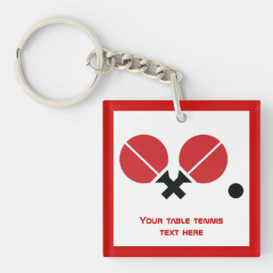 Porte-clés Raquettes de ping-pong de table et boule noir, rou