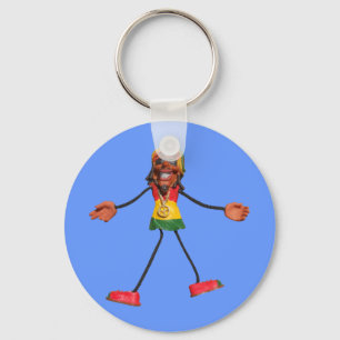 Porte-clés Rasta Stick Figure with Gold Peace Sign