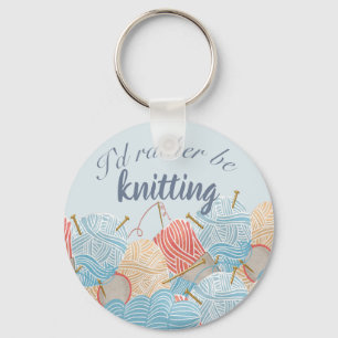 Porte-clés Rather Be Knitting Quote Balls of Yarn