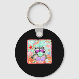 Porte-clés Raton laveur vintage soufflant une bulle été plage