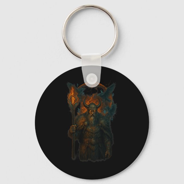 Porte-clés Raven Viking Halloween Design Norse Sorcerer Moon (Recto)