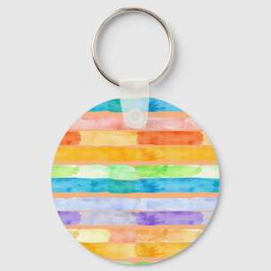 Porte-clés Rayures abstraites de arc-en-ciel à l'aquarelle