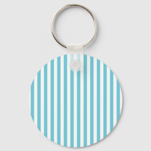 Porte-clés Rayures verticales classiques bleu clair et blanc