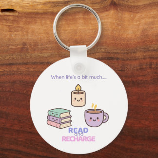 Porte-clés Read And Recharge Keyring Kawaii Book Lover Gift