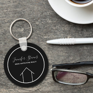 Porte-clés Real Estate Modern Black White Custom House