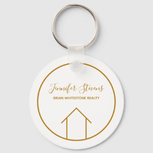 Porte-clés Real Estate Modern House Chic Gold Custom Realtor