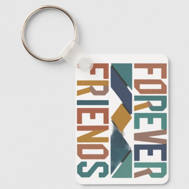 Porte-clés rectangle en aluminium Forever Friends (Recto)