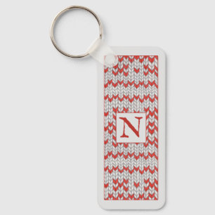 Porte-clés rectangle métallique en tricot nordique