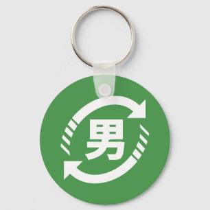 Porte-clés Recycler les garçons japonais SYMBOLE Kanji Niho