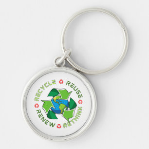 Porte-clés Recycler, Réutiliser, Renouveler, Repenser. Sauvez