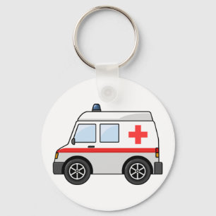 Porte-clés Red and White Cartoon Ambulance