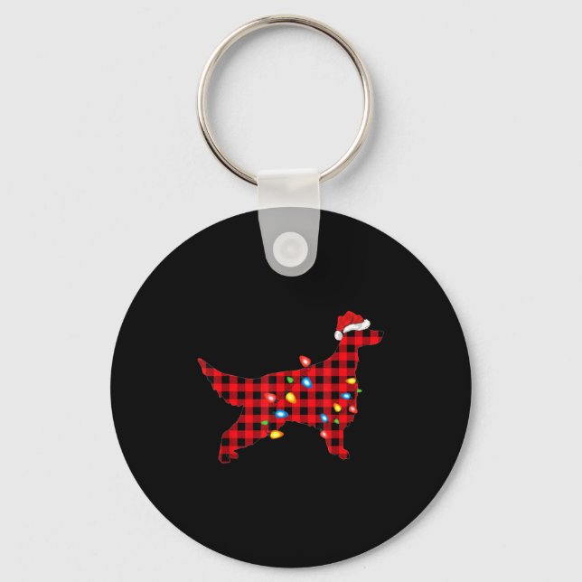 Porte-clés Red Buffalo Plaid Santa Irish Setter Dog Christmas (Recto)
