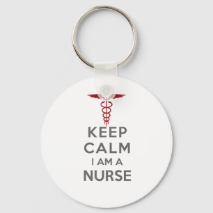 Porte-clés Red Caduceus Keep Calm I am a Nurse