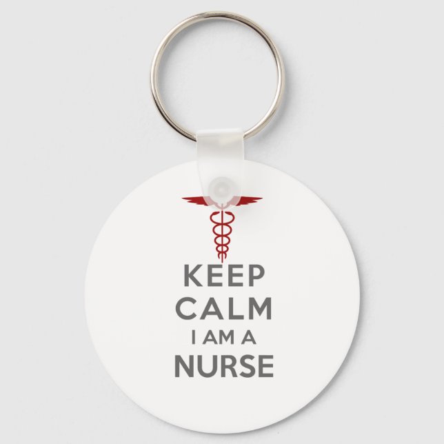 Porte-clés Red Caduceus Keep Calm Je suis une infirmière (Recto)