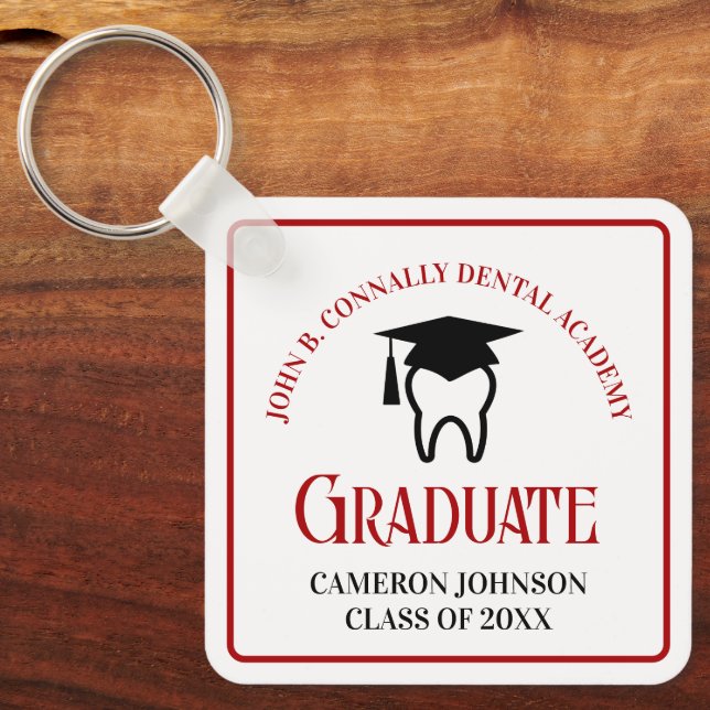 Porte-clés Red Dental School Custom Graduation Cadeau (Recto)