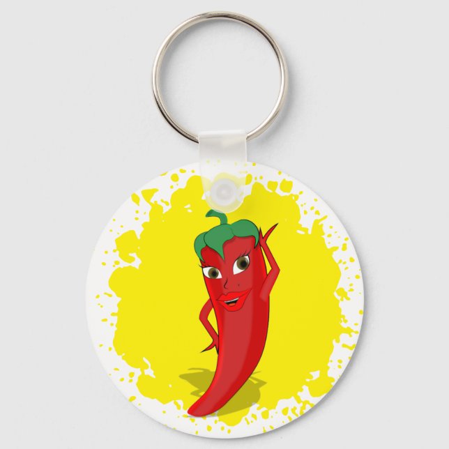 Porte-clés Red Hot Pepper Diva Paint Splatter (Verso)