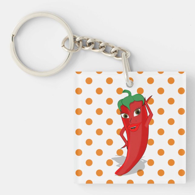 Porte-clés Red Hot Pepper Diva Pois orange (Devant)