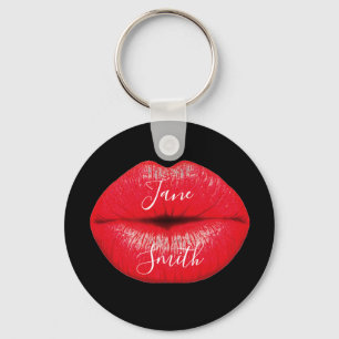Porte-clés Red Lipstick grand pop art nom personnalisé