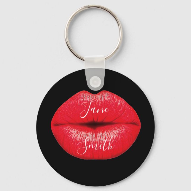 Porte-clés Red Lipstick grand pop art nom personnalisé (Recto)
