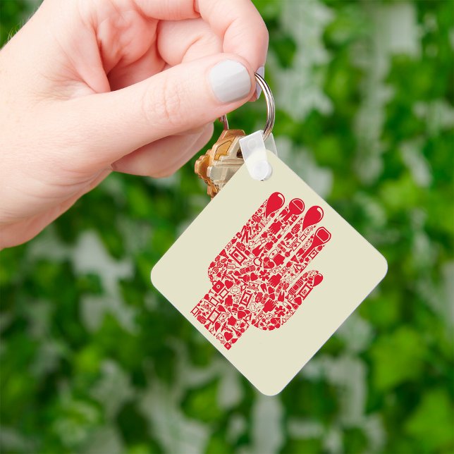 Porte-clés Red Medical Hand Symbol Healthcare (Créateur téléchargé)