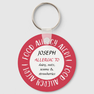 Porte-clés Red Personalized Food Allergy Alert Customized