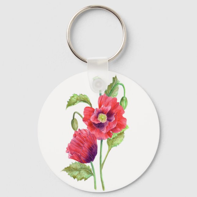 Porte-clés Red Poppies Floral Art (Recto)