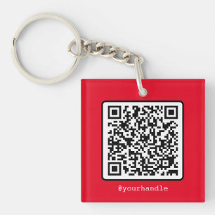 Porte-clés Red QR Code Key Ring Social Media Carré Acrylique