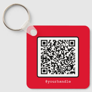Porte-clés Red QR Code Key Ring Social Media Carré Aluminium