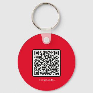 Porte-clés Red QR Code Key Ring Social Media Custom Monogramm