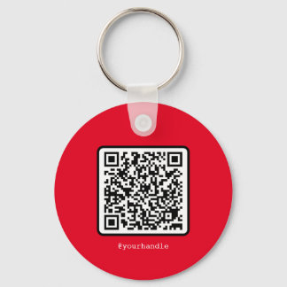 Porte-clés Red QR Code Key Ring Social Media Simple Modern
