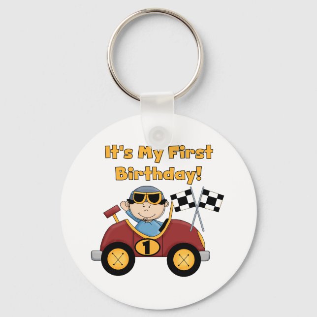 Porte-clés Red Race Car 1er Anniversaire Tshirts et cadeaux (Recto)