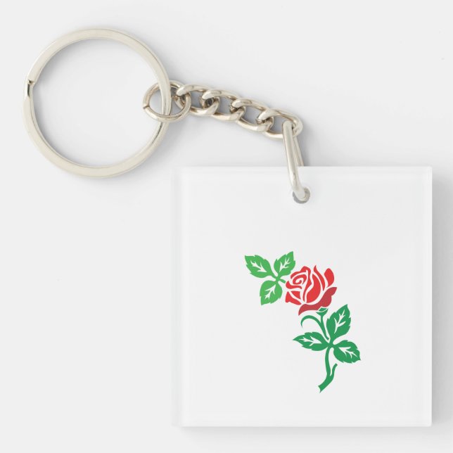 Porte-clés Red Rose Flower Design – Classic Floral Beauty (Devant)