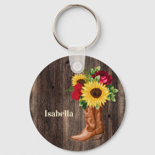 Porte-clés Red Roses Tournesols Cowgirl Boot Nom