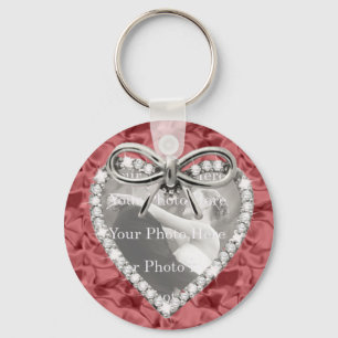 Porte-clés Red Round Diamond Heart Frame Keychain