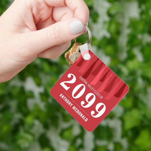 Porte-clés Red Row of Tassels Photo Graduation Porte - clé (main)