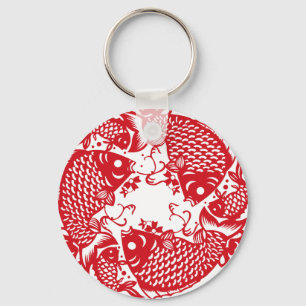 Porte-clés Red Whirling Koi Carp Fish Group