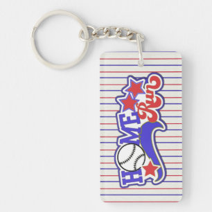 Porte-clés Red White & Blue Home Run Baseball