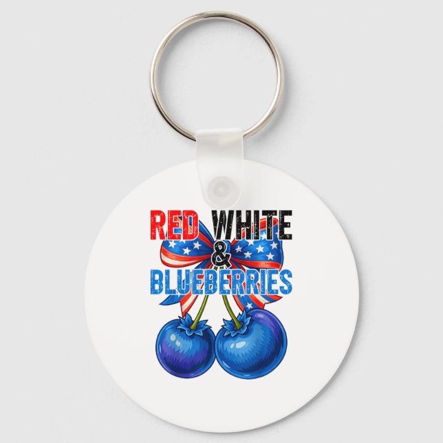Porte-clés Red White Blueberries Funny Patriotic Retro Usa Hu (Recto)