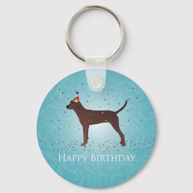 Porte-clés Redbone Coonhound Bonne conception d'anniversaire (Recto)