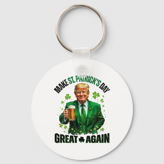 Porte-clés Refaire la Saint-Patrick Grande Encore Trump Trèfl (Recto)