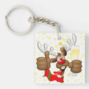 Porte-clés Reindeer Drunk Funny Caractère de Noël
