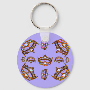 Porte-clés Reine des Coeurs Couronnes d'or Tiaras periwinkle