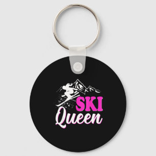 Porte-clés Reine du ski joueuse de sport d'hiver skieuse snow