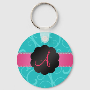 Porte-clés Remous de turquoise de monogramme