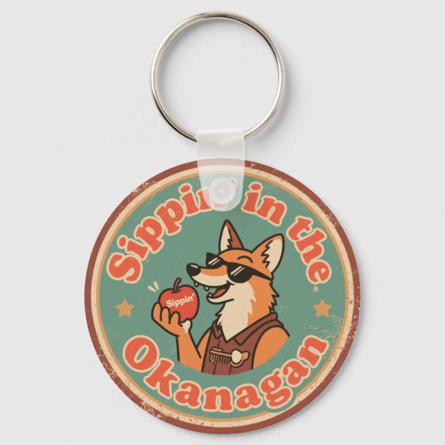 Porte-clés Renard décontracté de la vallée d'Okanagan vintage (Recto)