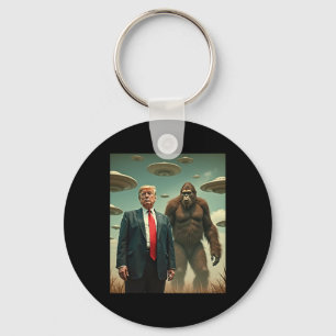 Porte-clés Rencontre drôle de Trump Bigfoot Ufo Alien Uap ami