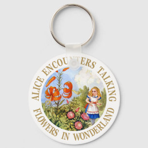 Porte-clés Rencontres d'Alice parlant des fleurs au pays des