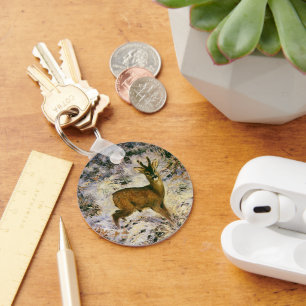 Porte-clés Rennes de Noël Vintage en hiver Forst Neige