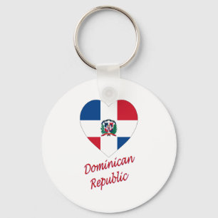 Porte-clés République Dominicaine Drapeau Coeur avec nom