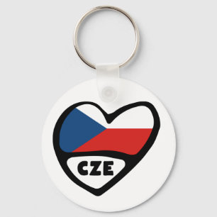 Porte-clés République Tchèque Code Pays Drapeau Clavier Coeur